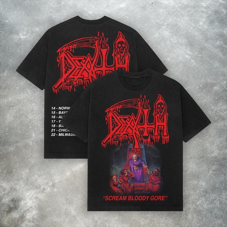 Music Soul Camiseta Unissex Death Scream Bloody Gore Estampa Metal Y2K Confortavel Estilosa Divertida Moda Casual