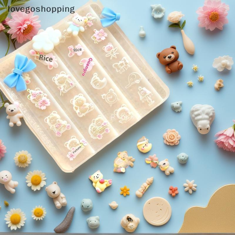[lovego] 1/2/3 Pcs Bonito Dos Desenhos Animados 3D Silicone Urso Molde Nail Art Decoração DIY Design Alta Transparência 