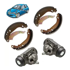 Kit Cilindro Burrinho Roda + Sapata Lona Patim Freio 206 207 Cinza