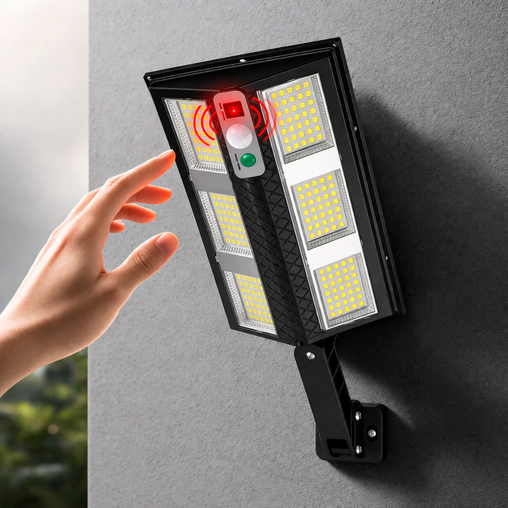 Luminária Solar LED para Área Externa com Sensor de Movimento, Controle Remoto e IP66