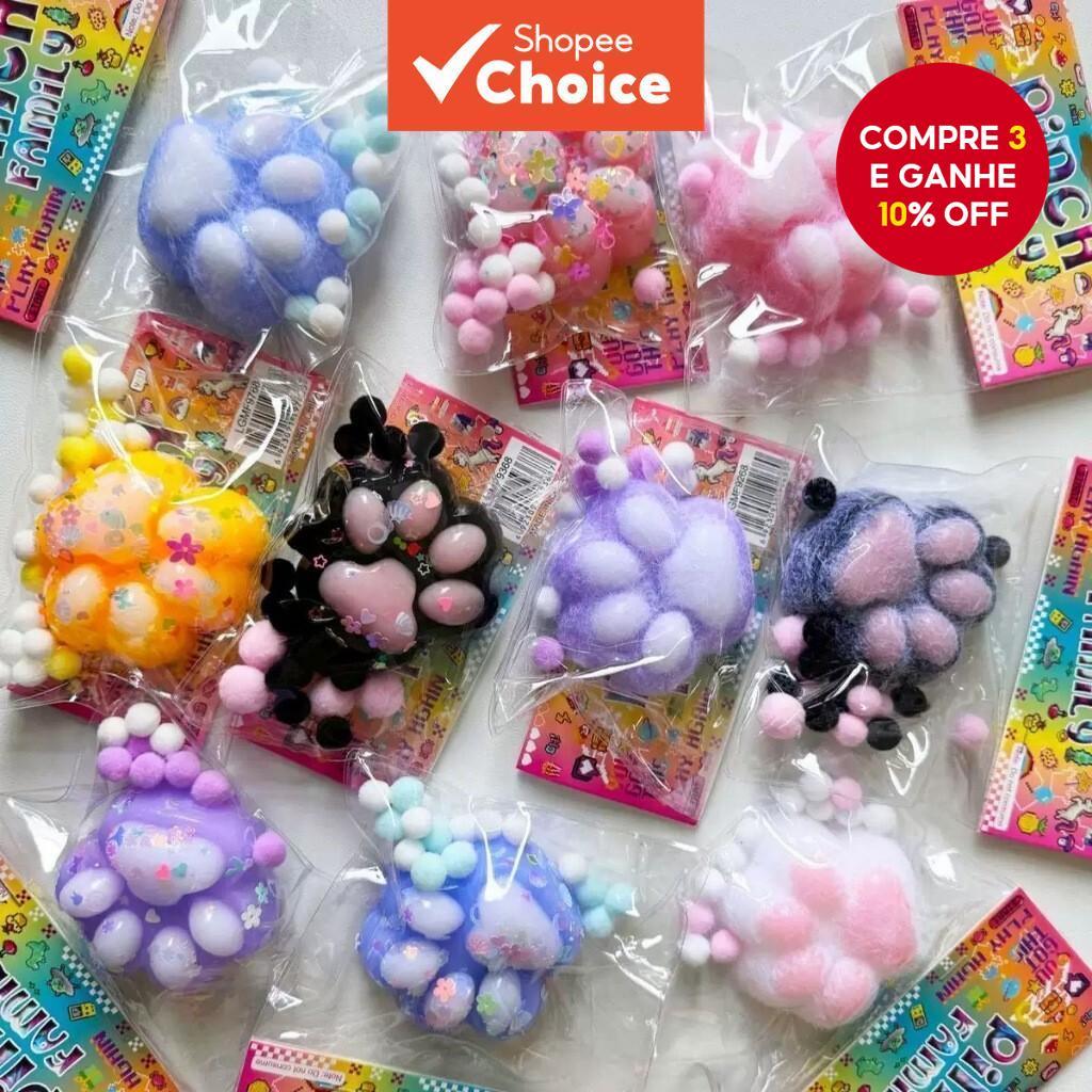  Super macio pelúcia pata de gato taba squishy - brinquedo de alívio de estresse com bolsa de PVC