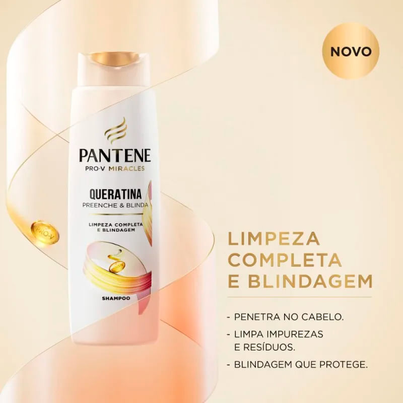 Detalhes do Shampoo Pantene Queratina 300ml