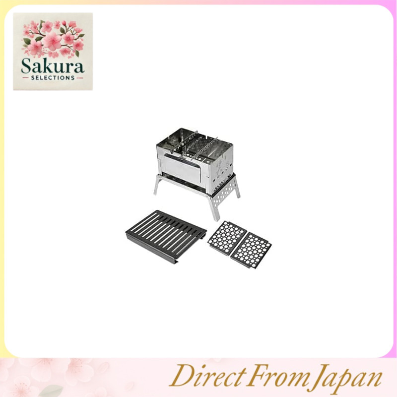Warai's Compact Fire Pit Grill B-6-kun 3-piece Set (B6-kun / Dedicated Hard Rostle / Grill Plate) SHO-002, Charcoal, Barbecue, Tabletop, Small, Lightweight, Compact Storage, Stainless Steel, Fire Pit, Iron, Snow Mountain, Snow Camping, Winter Camping, Ind