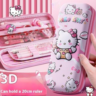 [largeloohg] Hello Kitty Estudante Lápis Caixa Grande Capacidade Criativo Desenho Animado Colorido 3d Caso Armazenamento em Oferta na Shopee