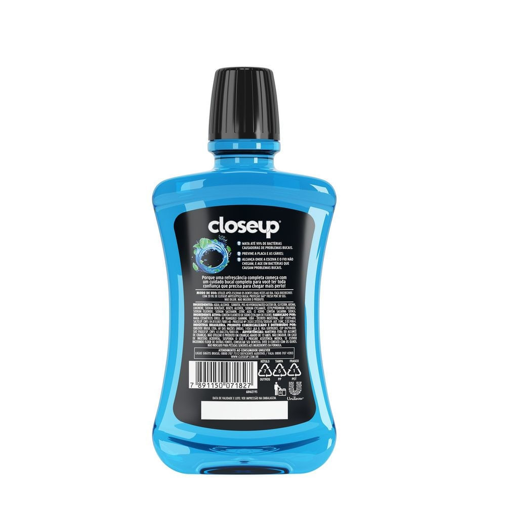 Detalhes do Antisséptico Bucal Closeup Ice com Álcool 250ml