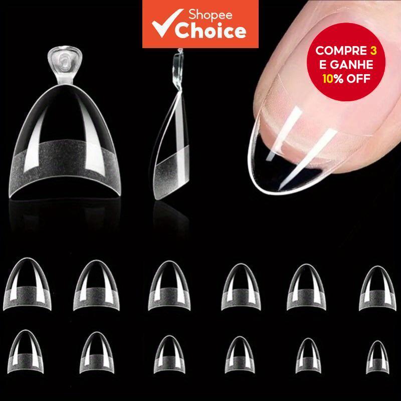 1 Caixa/120 Peças De Unhas Falsas Meia Cobertura Amêndoa Pré-lixadas Acrílicas Extra Curtas, 12 Tamanhos em Oferta na Shopee