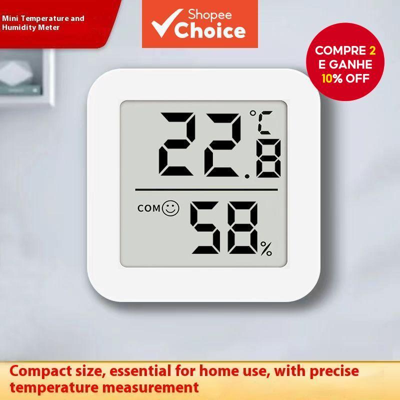 Mini Medidor de Temperatura e Umidade com Visor LCD Digital para Ambientes Internos em Oferta na Shopee