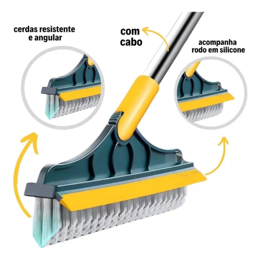 Vassoura Rodo Angular 2Em1 Esfregão Limpeza De Vidro