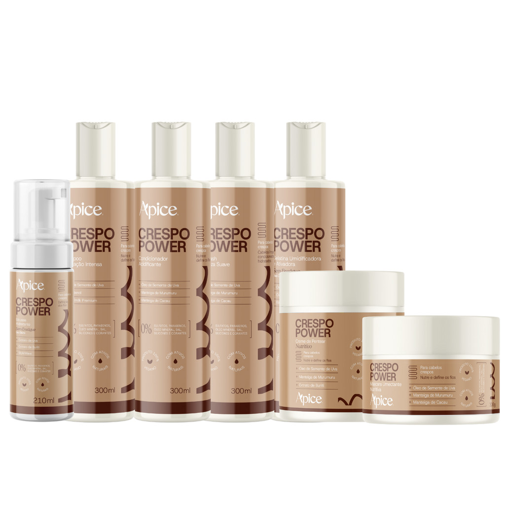 Kit Tratamento Completo Crespo com Mousse 7 itens Apice em Oferta na Shopee