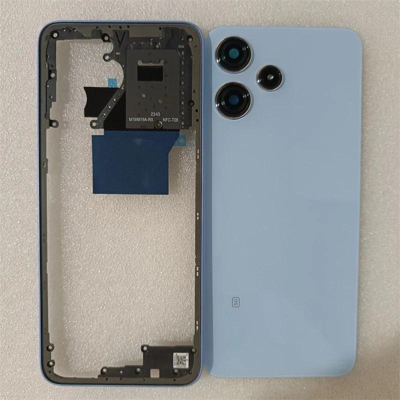 Para Xiaomi Redmi 12 5G Habitação LCD Moldura Frontal + Intermediária + Tampa Traseira Da Bateria + Peças De Reparo Lent