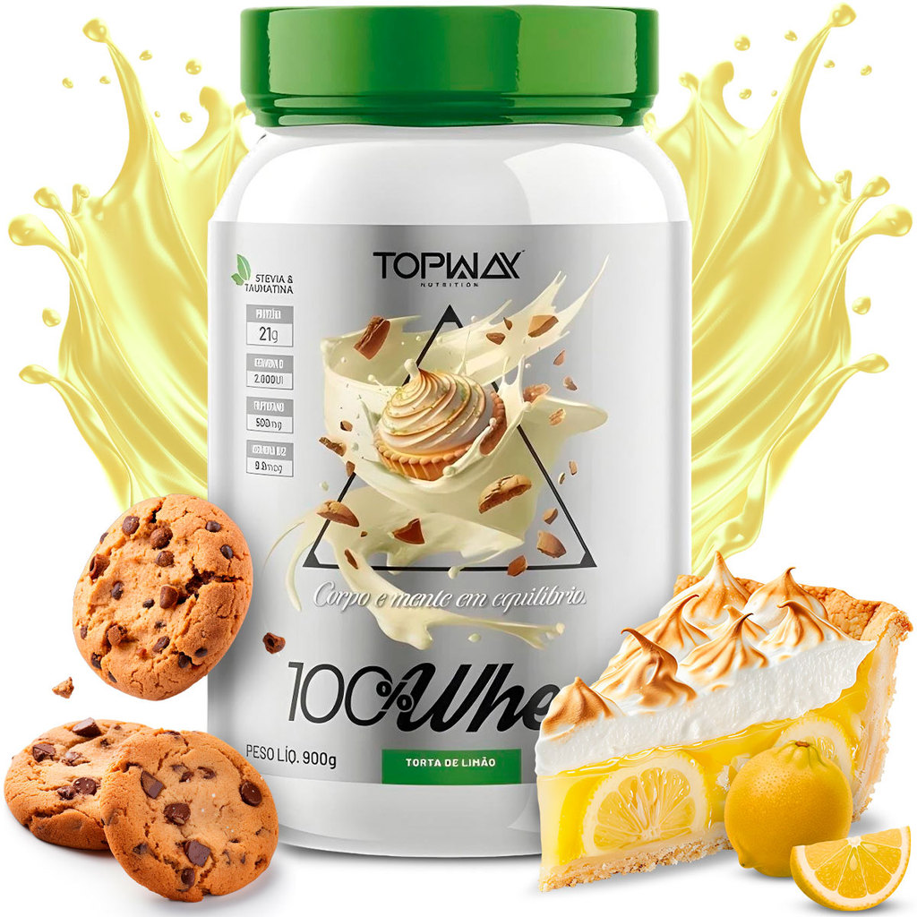 TopWay Suplemento Alimentar Whey Protein 100% 900g Sabor Torta de Limão Concentrado