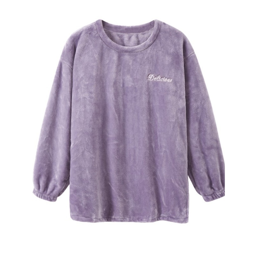 Outono inverno masculino topos de manga comprida flanela pulôver solto em torno do pescoço Loungewear feminino de peça ú