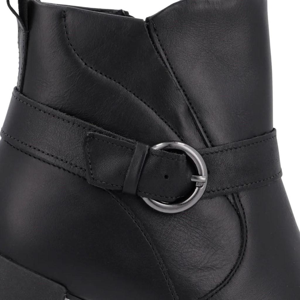 Bota Usaflex Feminina Em Couro Salto Bloco Cano Curto Fivela AL1102
