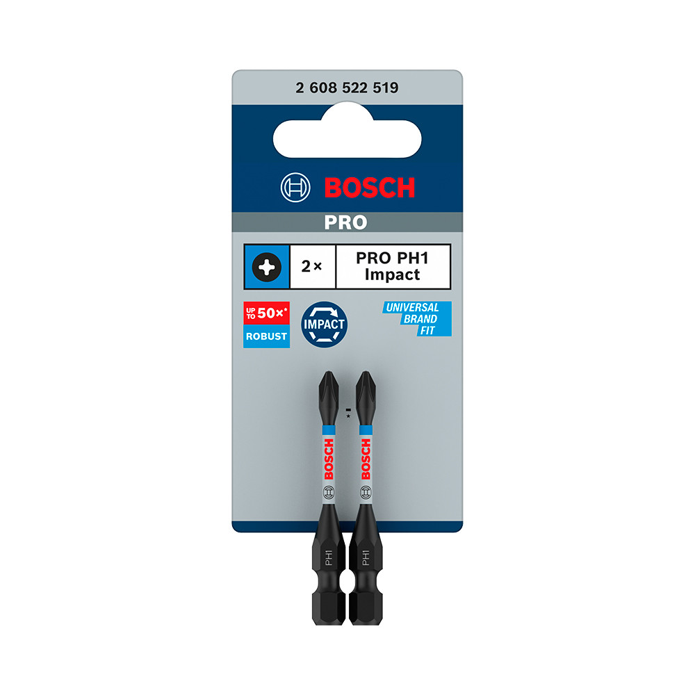 Pacote com 2 Bits Phillips 55mm PH1 Pro Impact Bosch 2608522519 em Oferta na Shopee