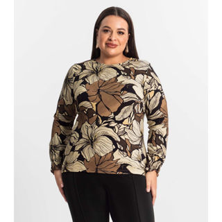 Blusa Plus Size Manga Longa Feminina Secret Glam Marrom em Oferta na Shopee
