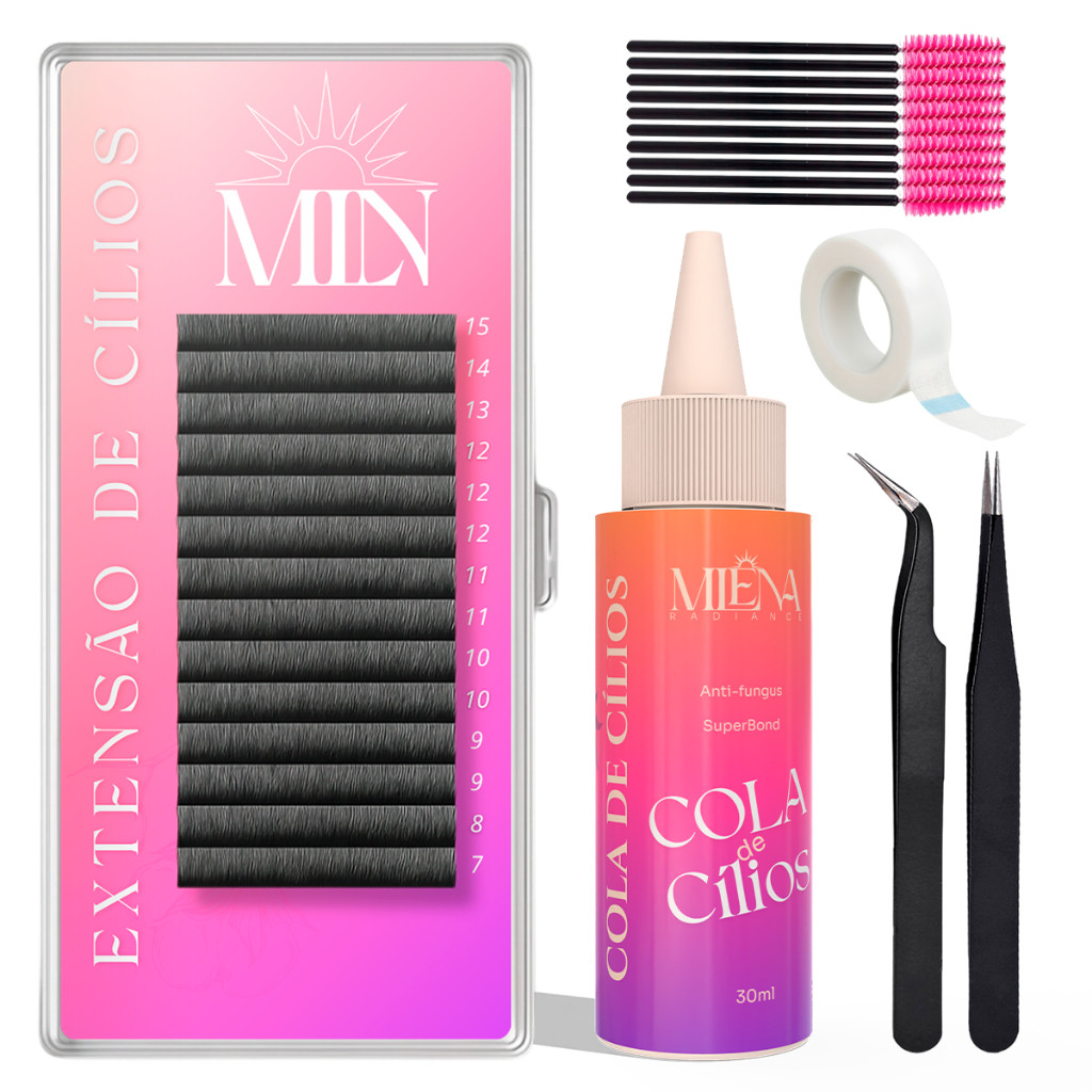 Kit Lash Designer Iniciante e Profissional com Cola Cílios Pinças e Micropore