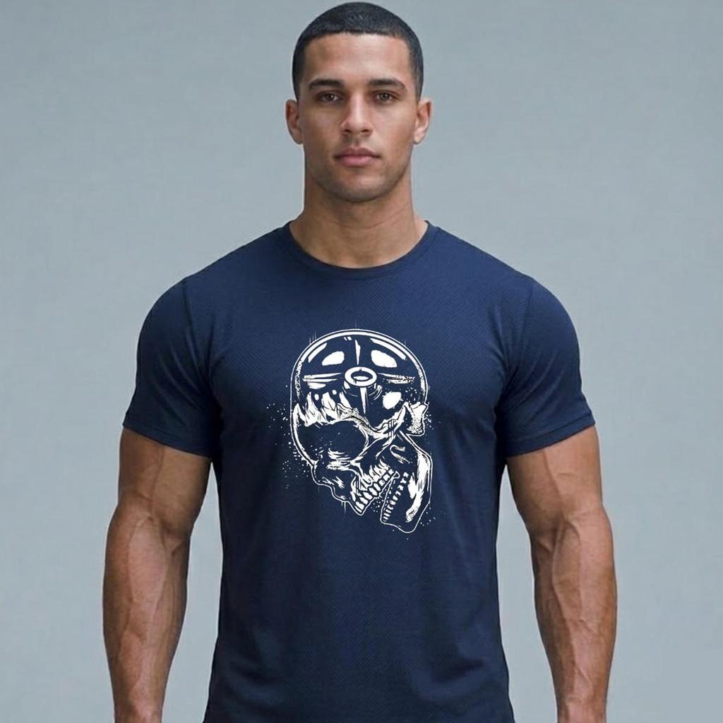 Camiseta Dry Fit Masculina Caveira Estampada Academia Fitness Treino Conforto Leve Respirável