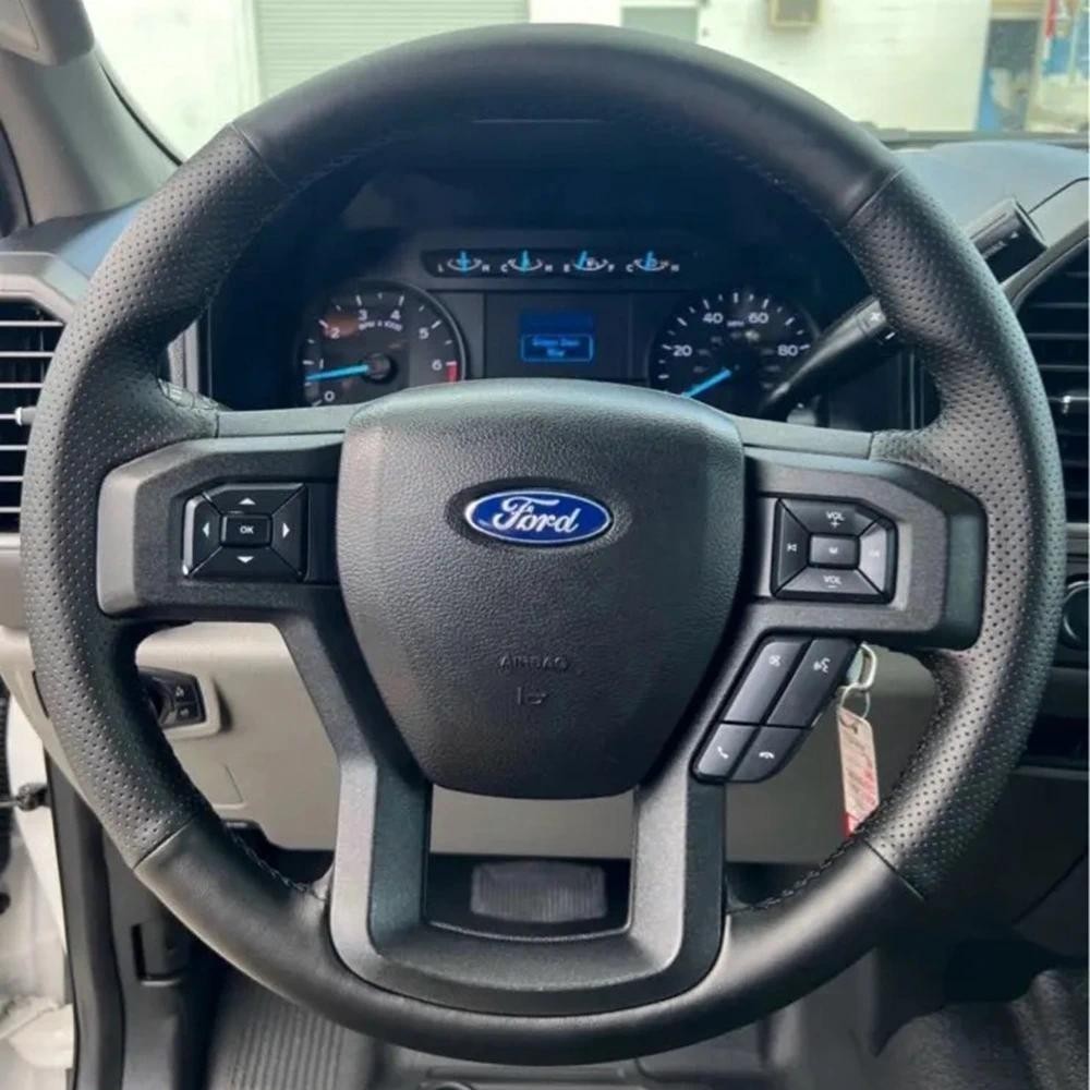 Capa De Volante De Carro De Couro De Microfibra Antiderrapante Personalizada Para Ford F-150-250-350-450-550-600-650-750