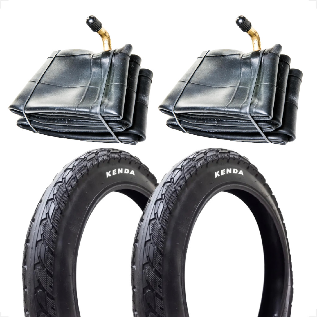 Par Pneu Kenda Aro 16 2.50 EcoFun Bike Bicicleta Elétrica E-Bike Scooter Par Camara kenda bico curvo