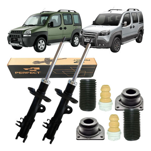 Par Amortecedor Dianteiro Perfect + Kits Doblo 2002 A 2021