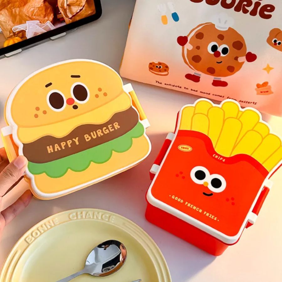 Marmita Fastfood em formato Hamburguer Batata frita e Hamburguer