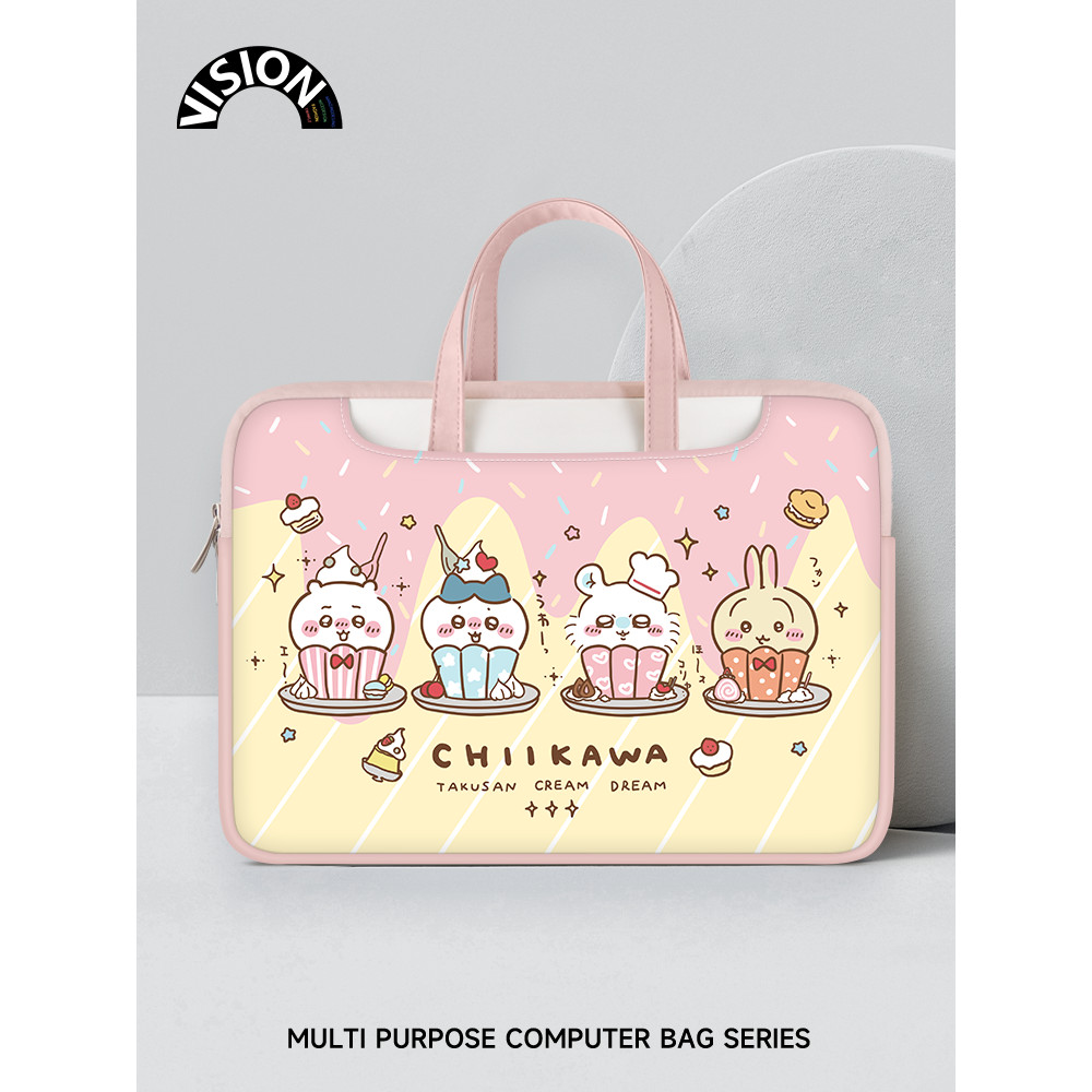 V-SION Bolsa para Laptop chiikawa fofa feminina adequada para Apple macbook15.6 Bolsa Shin-Chan air13 Capa protetora Hua