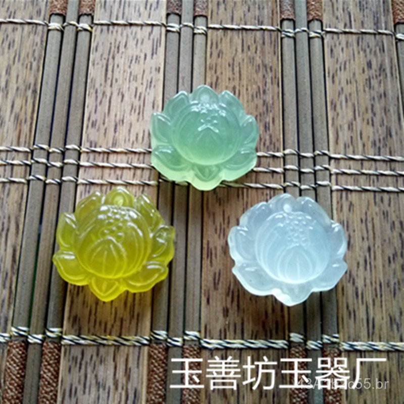 Pingente de Jade Natural Xiu Yu Lotus, Joias Artesanais DIY, Acessórios de Lótus, Fabricante de Pequenos Itens para Vend