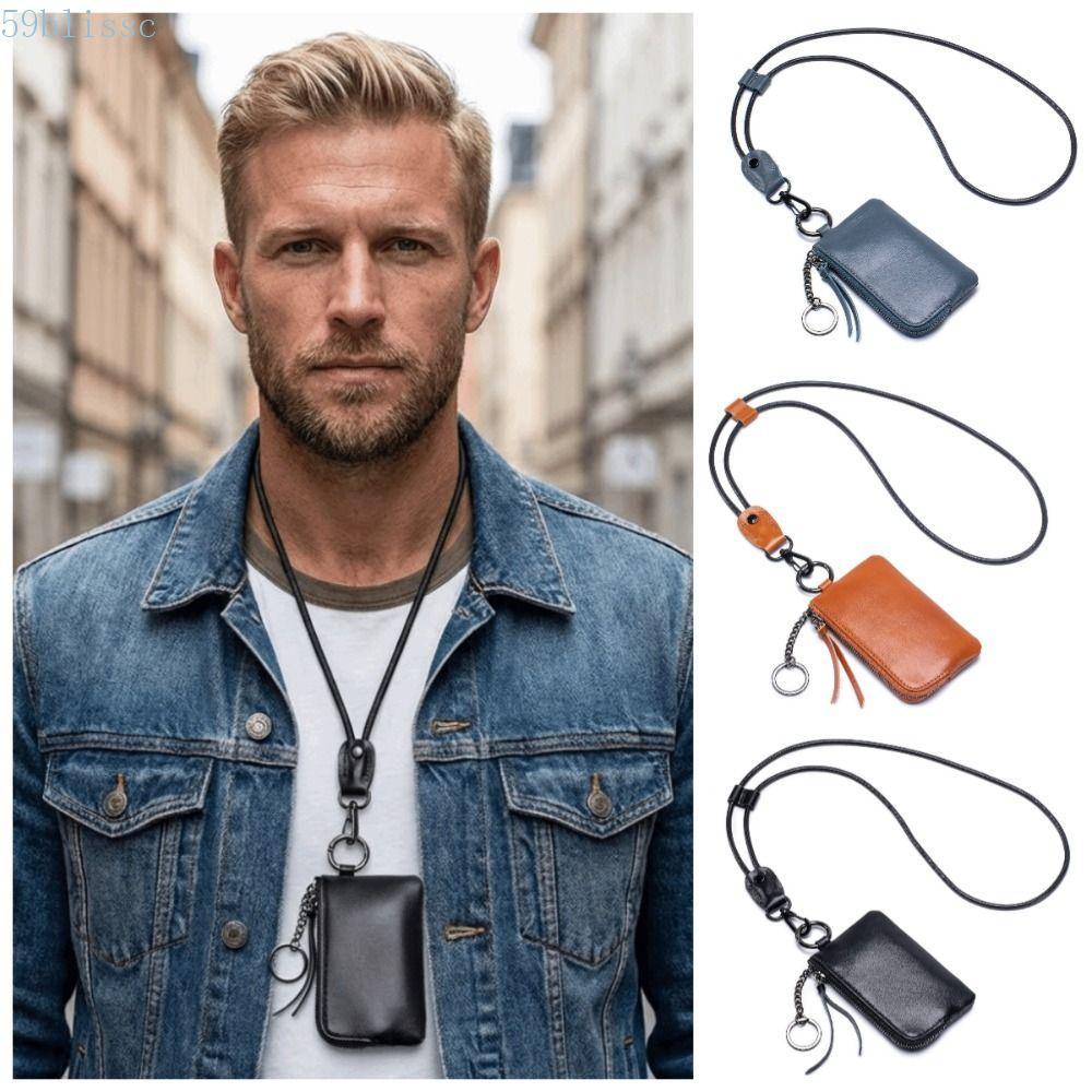 Carteiras De Pescoço Penduradas BLISSC , Mini Bolsa De Moedas Macia De PU , Com Cordão De Chaveiro Retrô Requintado Port