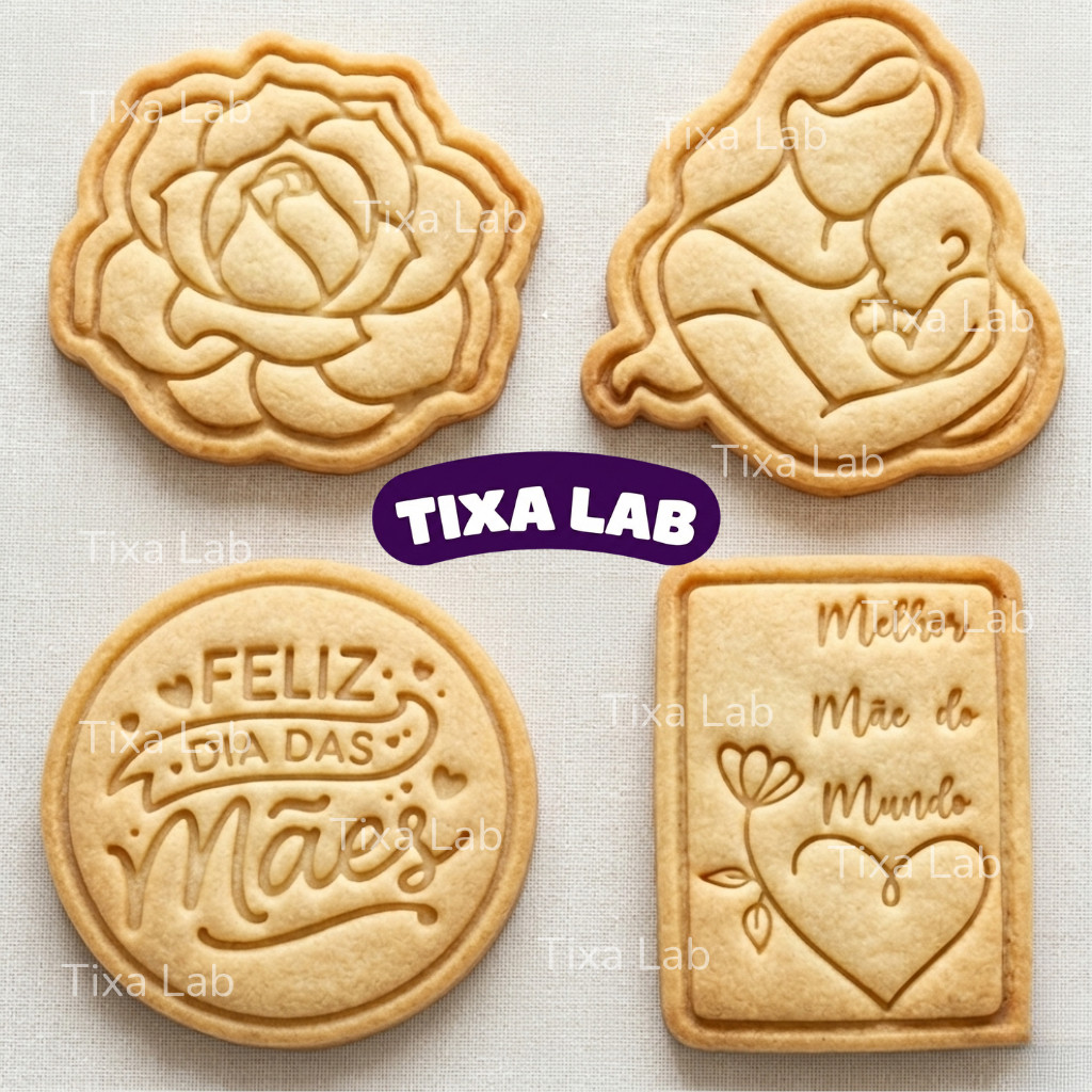 Kit 4 Cortadores e Marcadores 3D - Dia das Mães Flores Melhor Mãe Rosa Flores dia das maes pasta americana dia das maes em Oferta na Shopee