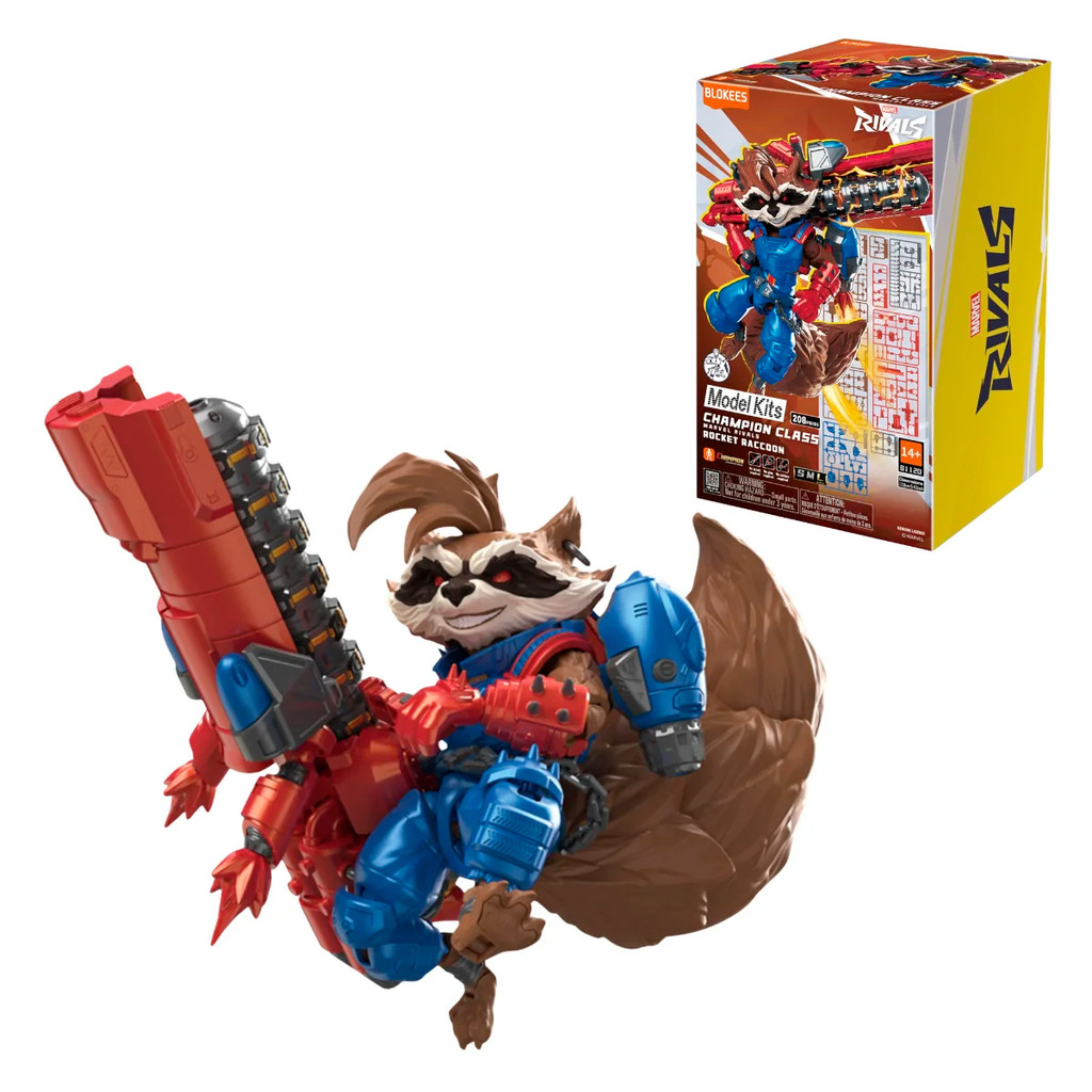 Boneco Articulado Montável Blokees Marvel Rivals CC09 Rocket Raccoon Colecionáve