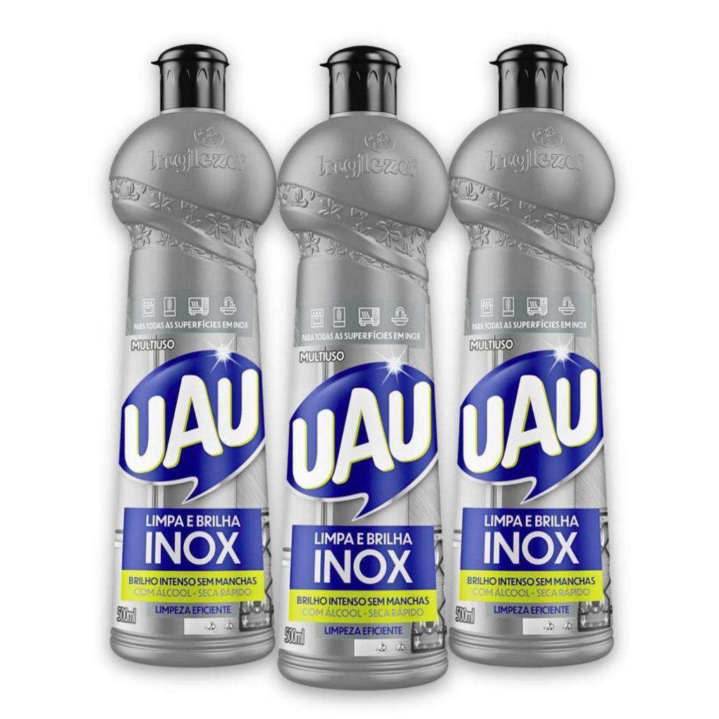 Kit 3un Multiuso 500ml UAU Limpa e Brilha Inox em Oferta na Shopee