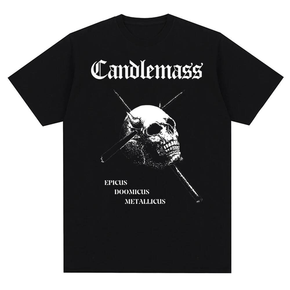 Camiseta Masculina Candlemass Band Impressa Gráfica de Manga Curta Moda Algodão Casual Gola O Roupas de Verão Uso Diário