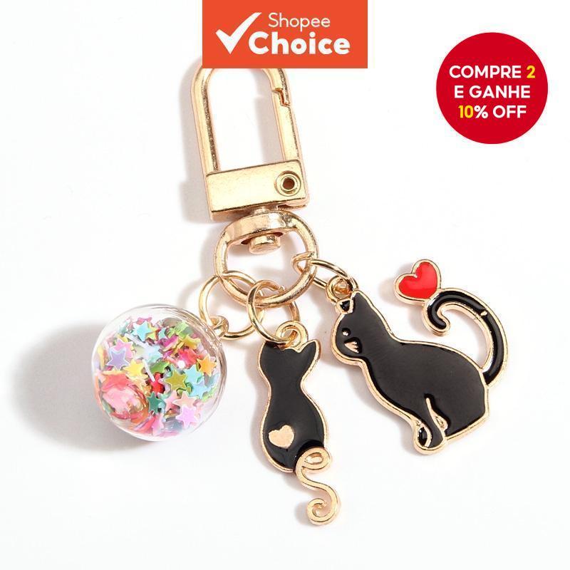 Desenho Animado Esmalte De Tubarão Jellyfish Star Bottle Keychain Cat Glass Bead Ball Keyring