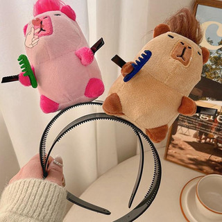 [PEBR] Capivara Hairband Engraçado Boneca De Pelúcia Ferramenta De Fixação De Penteado Meninas Cosplay Adulto/Crianças P