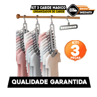 Kit 3 Cabide Magico Organizador de Cabide Dobrável 9 Divisórias Multiuso 360º so aqui em Oferta na Shopee