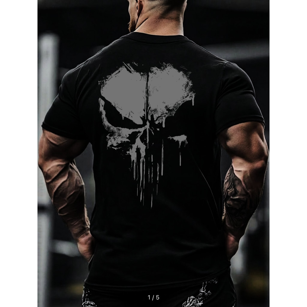 Camiseta Original Masculina Dry Fit para Academia para Musculação Treino Punisher Justiceiro em Oferta na Shopee