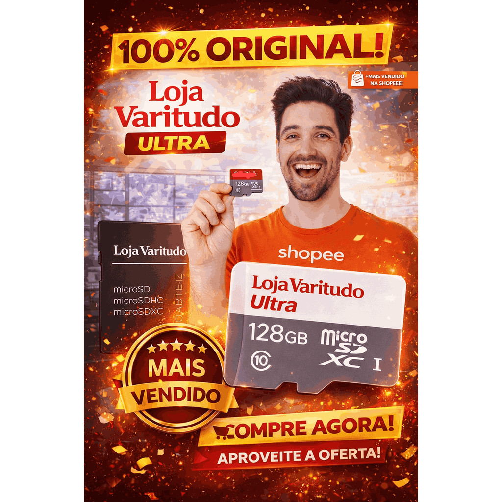 Kit2/1 Cartão Memória Micro SD Ultra 32GB-256GB Com Adaptador p/Vendas diretas da fábrica