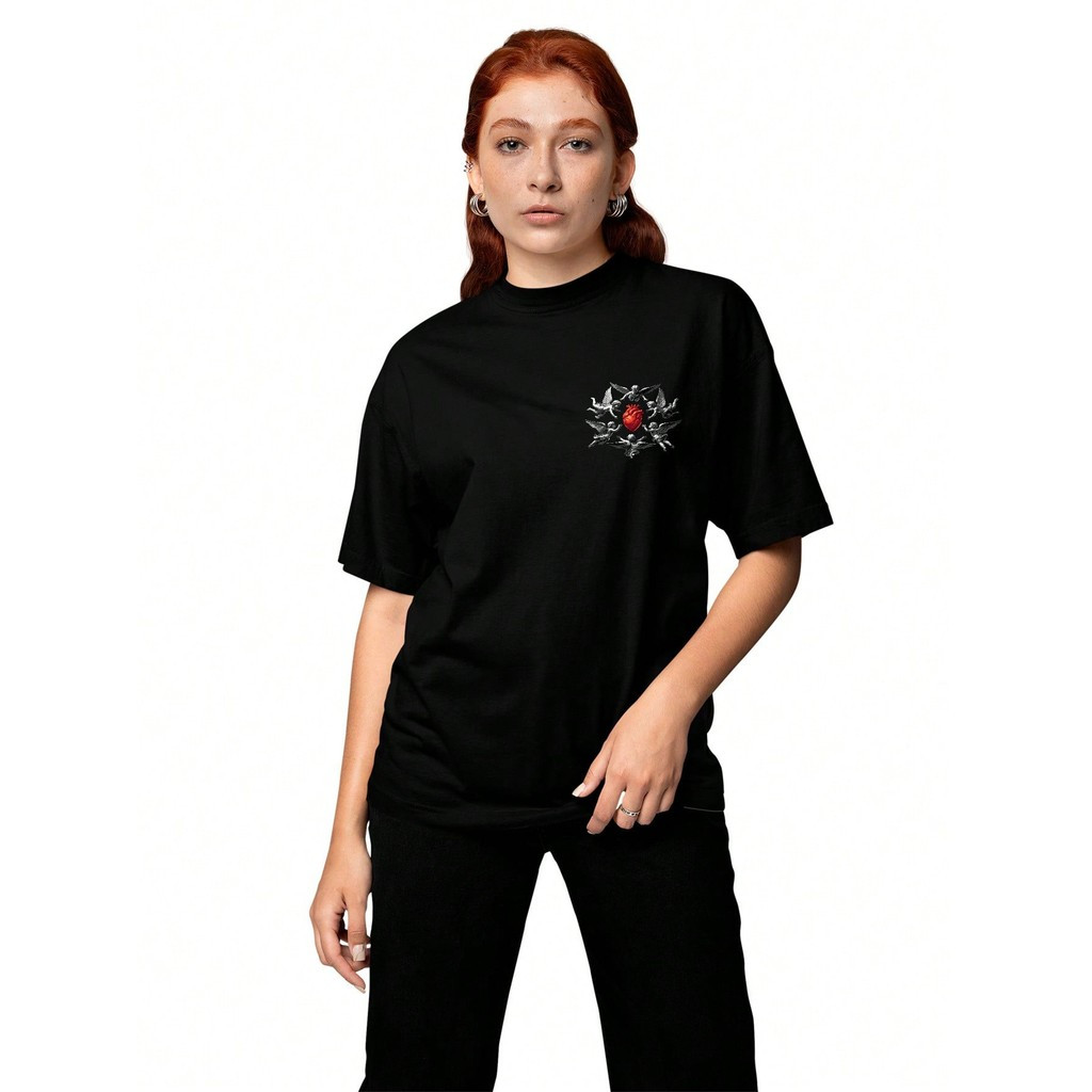 [Camiseta Premium em Algodão Puro]CC Camisa Camiseta Oversized Streetwear Anjo Angels Our Heart Premium Fio 30.1penteado