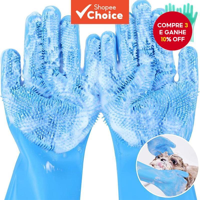 Luvas de Limpeza para Cuidados com Animais de Estimação: Massagem para Cães, Limpeza de Pêlos de Silicone, Luva para