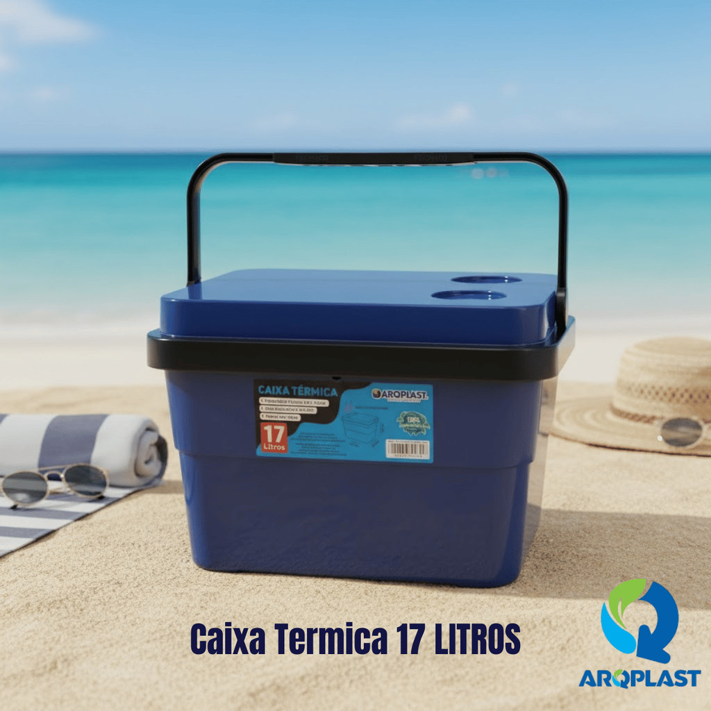 Caixa Térmica 17L Azul – Arqplast / Cooler Praia Camping / Isolamento Térmico Kit Conjunto