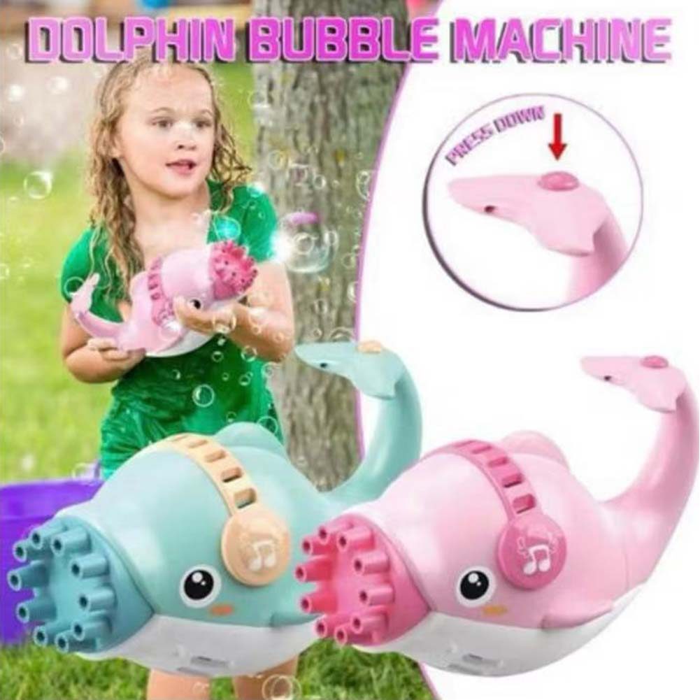 Maquinha Lançador Bolha Sabão Golfinho Infantil Altomatico elétrico brinquedo bolhas menino menina pistola