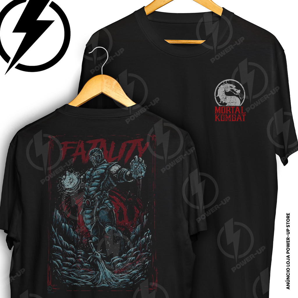 Camiseta Sub Zero Mortal Kombat Fatality Game Frente E Verso Blusa Camisa 100% Algodão