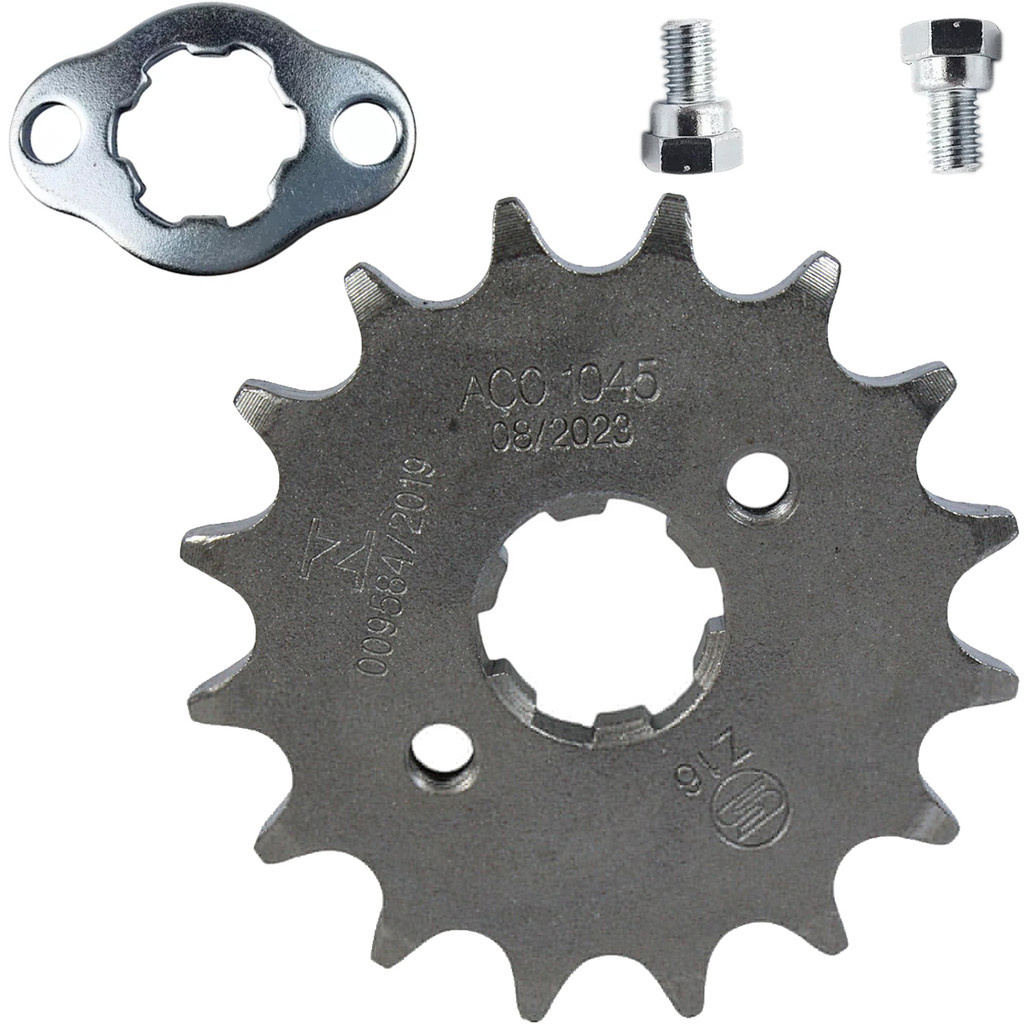Pinhão de transmissão relação 16 428 YBR125 Factor XTZ125 CG125 Fan Titan Today XLR125 XLS125 XT225 TDM225 DT180 NX150