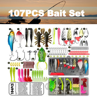Ravoux 107PCS Conjunto De Iscas Macias E Duras Kit Diversas Adequadas Para Pegar Vários Tipos De Peixes em Oferta na Shopee
