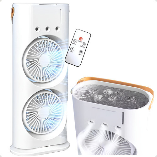 Ventilador Climatizador Duplo Portátil Giratório De Mesa