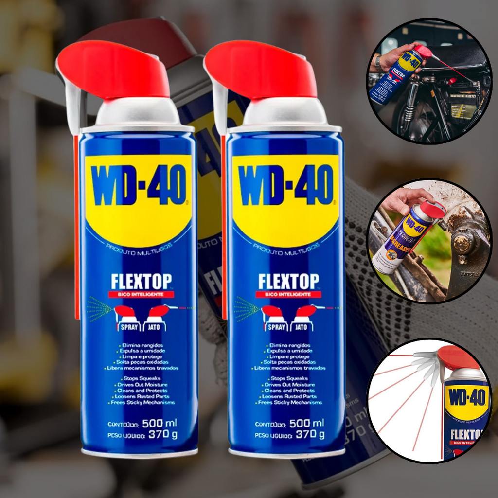 Kit 2 Lubrificantes WD-40 Spray Flextop 500ml em Oferta na Shopee