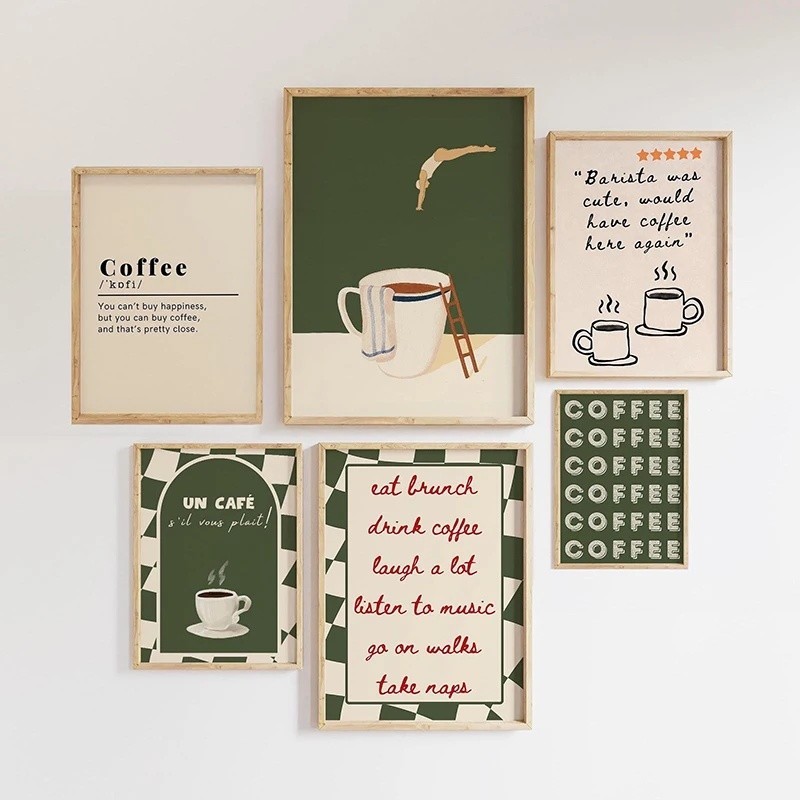 Quadro Decorativo Café Mergulhador Cartaz Na Moda Galeria De Cozinha Imagem Para Decoração Quarto Sala — imagem 2 de 2