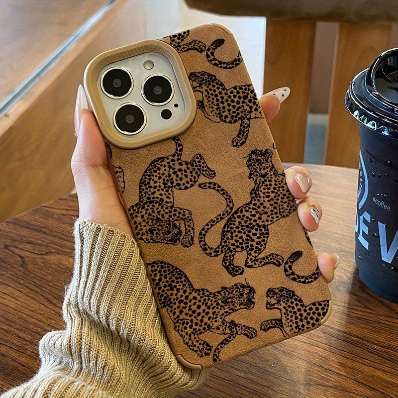 Capa De Telefone De Couro Falso Com Padrão De Leopardo Vívido Para iPhone 17 16 15 14 13 12 11 Pro Max Plus XS À Prova D