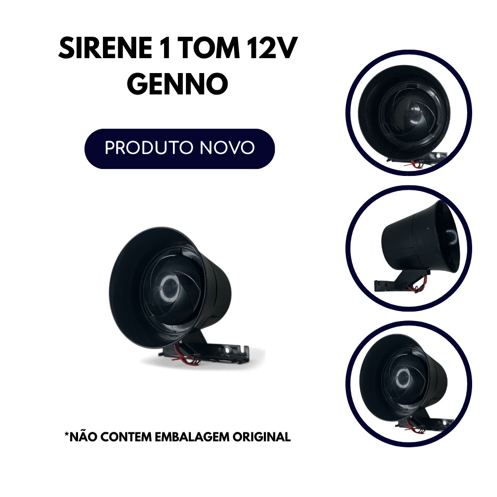 SIRENE 1 TOM 12V PARA ALARME RESIDENCIAL E COMERCIAL GENNO