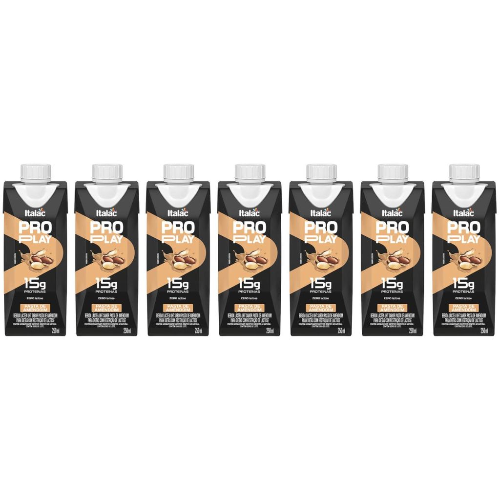 Kit 7x Bebida Lactea Zero Lactose Pro Play Caixa De 250ml Italac em Oferta na Shopee
